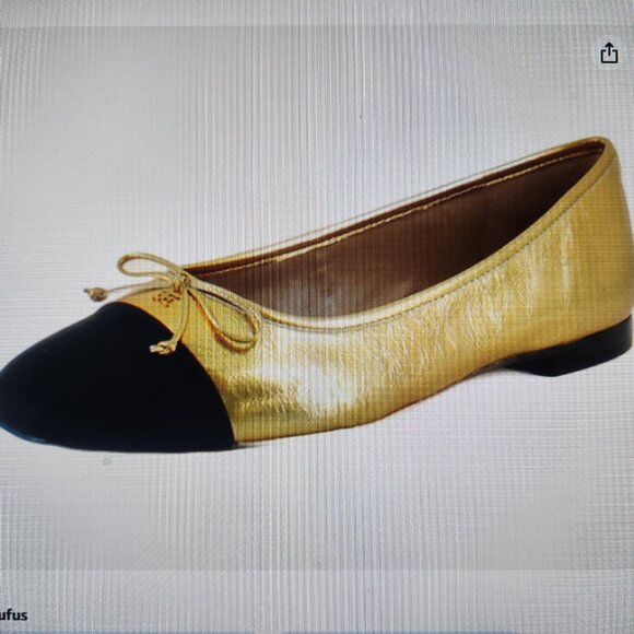Sam Edelman Leather "Marley" Gold/Black Ballet Flats. NIB. Size 9.5 - Picture 1 of 11